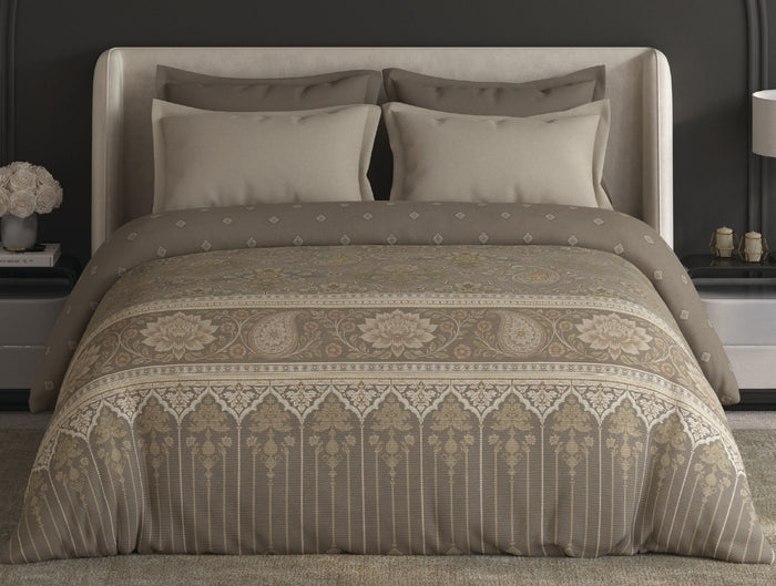Spaces Meraki Light Taupe Floral 100% Cotton 300 TC Double Quilt - 88 x 106 Inches