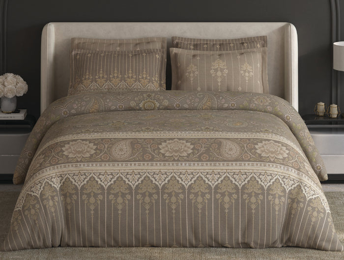 Spaces Meraki Mushroom 100% Cotton 300 TC Floral Premium Large Bedsheet with 4 Pillow Covers - 108 x 108 Inches