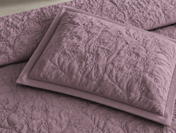 Spaces Meraki Purple Solid 100% Cotton Double Coverlet with 2 Pillow Covers - 108 x 108 Inches