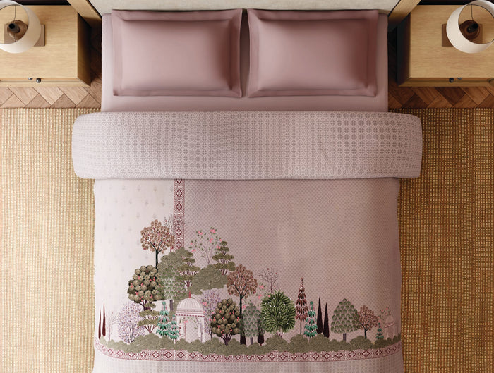 Spaces Miniature 100% Cotton 300 TC Floral Light Pink Double Quilt - 88 x 106 Inches