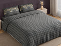 Spaces Neo Grey Geometric 100% Cotton Large Bedsheet with 2 Pillow Covers - 108 x 108 Inches