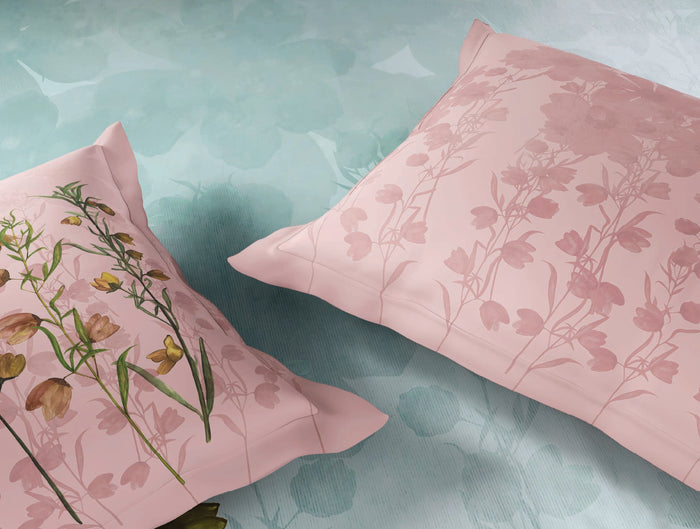 Spaces Neo Ice Castle Floral 100% Cotton Large Bedsheet with 2 Pillow Covers - 108 x 108 Inches