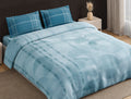 Spaces Neo Light Aqua Geometric 100% Cotton Large Bedsheet with 2 Pillow Covers - 108 x 108 Inches