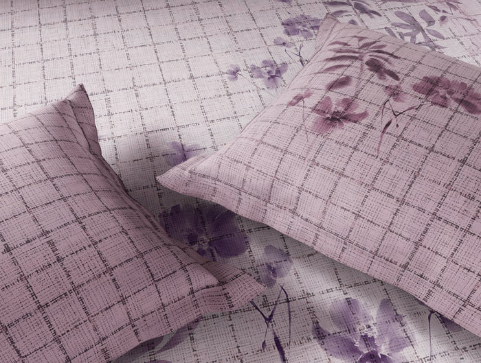 Spaces Neo Light Blush Floral 100% Cotton Large Bedsheet with 2 Pillow Covers - 108 x 108 Inches