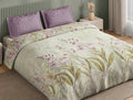 Spaces Neo Light Grey Floral 100% Cotton Large Bedsheet with 2 Pillow Covers - 108 x 108 Inches