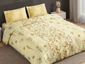 Spaces Neo Light Yellow Floral 100% Cotton Large Bedsheet with 2 Pillow Covers - 108 x 108 Inches