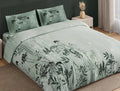 Spaces Neo Sea Foam Floral 100% Cotton Large Bedsheet with 2 Pillow Covers - 108 x 108 Inches