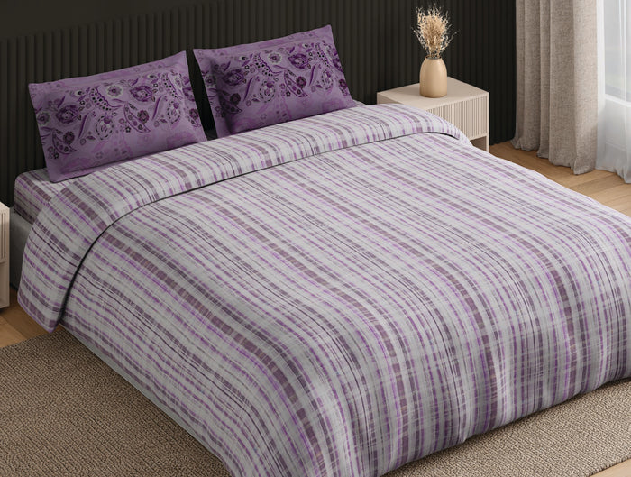 Spaces Neo Tendor Touch Geometric 100% Cotton Large Bedsheet with 2 Pillow Covers - 108 x 108 Inches