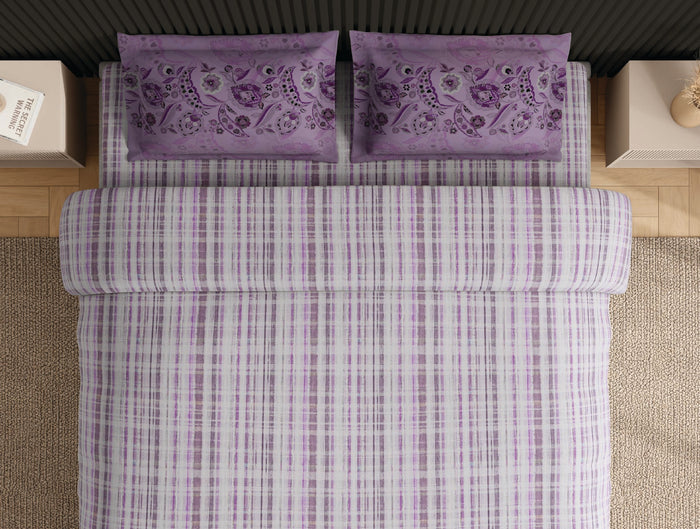 Spaces Neo Tendor Touch Geometric 100% Cotton Large Bedsheet with 2 Pillow Covers - 108 x 108 Inches