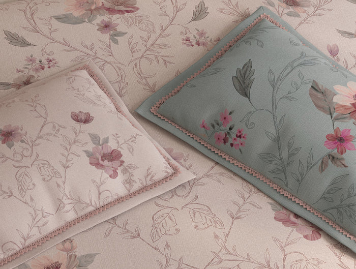 Spaces Nora Petal Pink Egyptain Cotton 350 TC Floral Premium Large Bedsheet with 4 Pillow Covers - 108 x 108 Inches