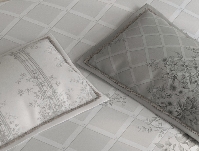 Spaces Nora White Egyptain Cotton 350 TC Floral Premium Large Bedsheet with 4 Pillow Covers - 108 x 108 Inches