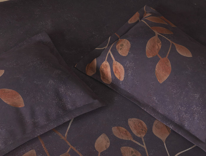 Spaces Organic Cotton Light Violet Floral Large Bedsheet with 2 Pillow Covers - 108 x 108 Inches