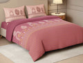 Spaces Patachitra Dark Blush Ornate 100% Cotton 210 TC Large Bedsheet with 2 Pillow Covers - 108 x 108 Inches