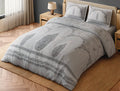 Spaces Patachitra Light Grey Ornate 100% Cotton 300 TC Large Bedsheet with 2 Pillow Covers - 108 x 108 Inches