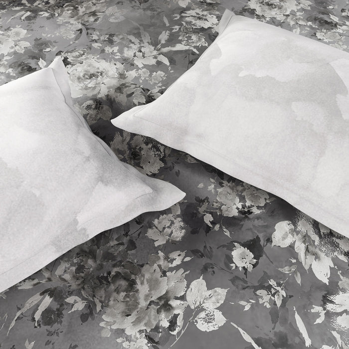 Spaces Rio Bloomscape 100% Cotton 132 TC Percale Floral Double Bedsheet with 2 Pillow Covers, Grey