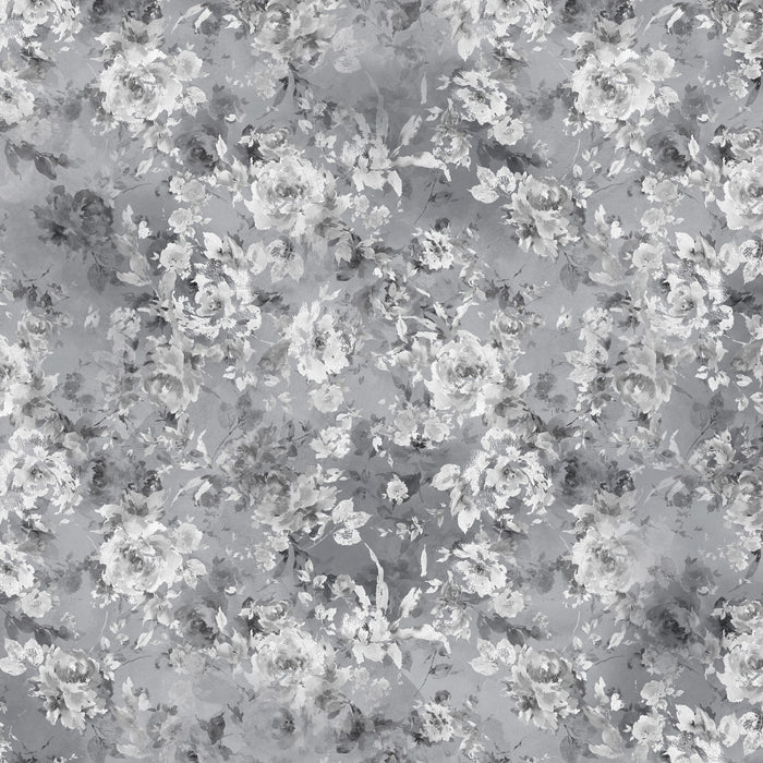 Spaces Rio Bloomscape 100% Cotton 132 TC Percale Floral Double Bedsheet with 2 Pillow Covers, Grey