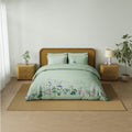 Spaces Riviera 100% Cotton 200 TC Percale Abstract Design Permium Large Bedsheet with 4 Pillow Covers, White