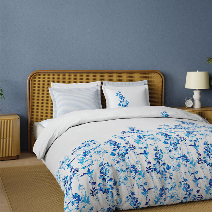 Spaces Riviera 100% Cotton 200 TC Percale Abstract Design Permium Large Bedsheet with 4 Pillow Covers, Beige