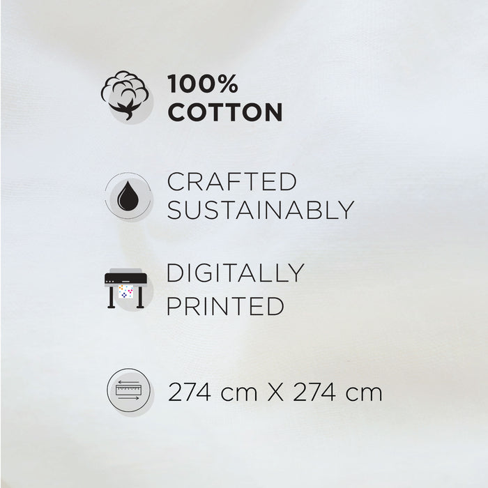 Spaces Riviera 100% Cotton 200 TC Percale Abstract Design Permium Large Bedsheet with 4 Pillow Covers, Taupe
