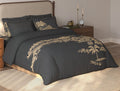 Spaces Riviera Dark Grey Floral 100% Cotton Crafted Comfort Large Bedsheet with 4 Pillow Covers - 108 x 108 Inches