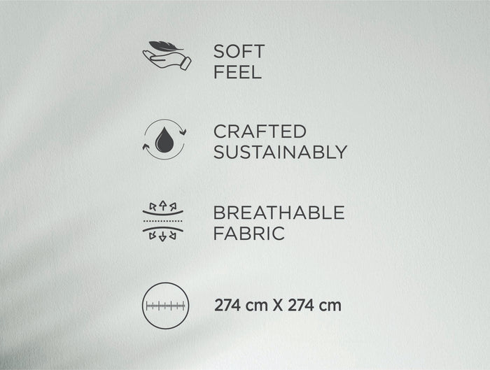 Spaces Riviera Light Grey Floral 100% Cotton Crafted Comfort Large Bedsheet with 4 Pillow Covers - 108 x 108 Inches