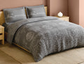 Spaces Sanjhi Grey Floral 100% Cotton 210 TC Large Bedsheet with 2 Pillow Covers - 108 x 108 Inches