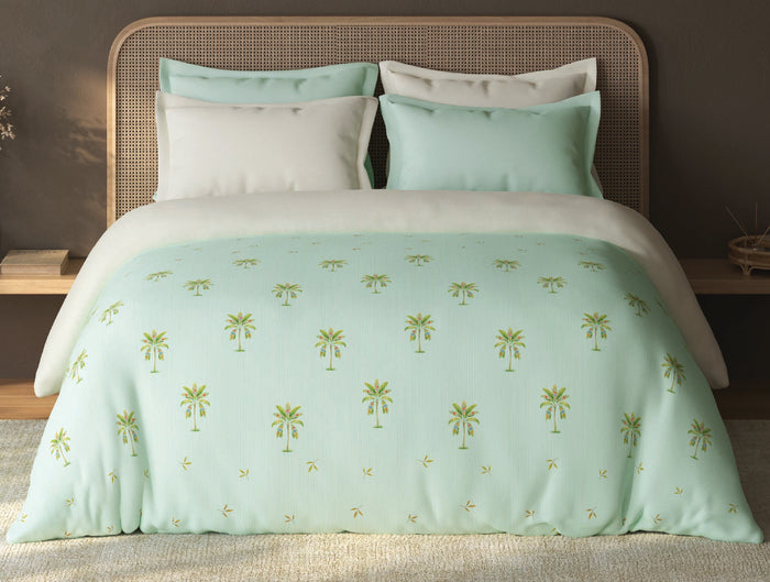 Spaces Sierra Dusty Aqua Floral 100% Hygro Cotton 210 TC Double Quilt, 88 x 106 Inches