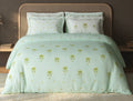 Spaces Sierra Dusty Aqua Floral 100% Hygro Cotton 210 TC Large Bedsheet with 4 Pillow Covers - 108 x 108 Inches