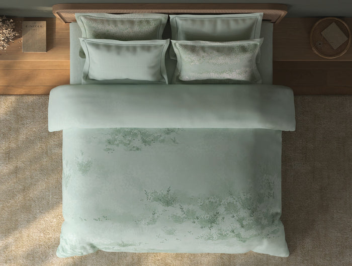 Spaces Sierra Light Aqua Floral 100% Hygro Cotton 210 TC Large Bedsheet with 4 Pillow Covers - 108 x 108 Inches