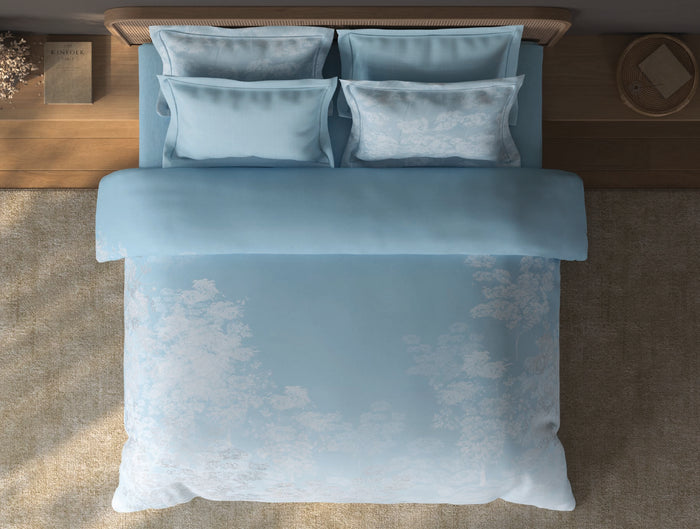 Spaces Sierra Light Blue Floral 100% Hygro Cotton 210 TC Large Bedsheet with 4 Pillow Covers - 108 x 108 Inches