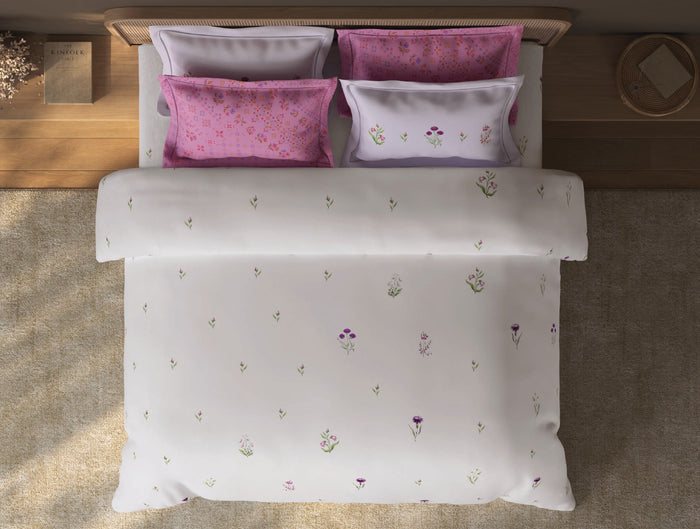 Spaces Sierra Light Pink Floral 100% Hygro Cotton 210 TC Large Bedsheet with 4 Pillow Covers - 108 x 108 Inches