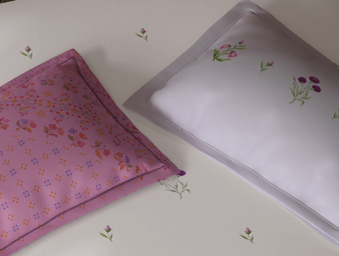 Spaces Sierra Light Pink Floral 100% Hygro Cotton 210 TC Large Bedsheet with 4 Pillow Covers - 108 x 108 Inches