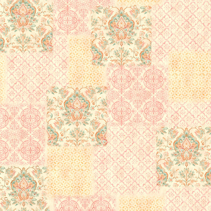 Spaces Summer Carvan 100% Cotton 132 TC Percale Ornate Double Bedsheet with 2 Pillow Covers, Light Peach