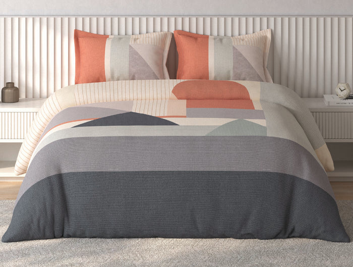 Spaces Vortex Blush Geometric 100% Cotton Crafted Comfort Large Bedsheet with 2 Pillow Covers - 108 x 108 Inches