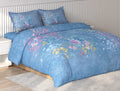 Spaces Vortex Light BLue Floral 100% Cotton Crafted Comfort Large Bedsheet with 2 Pillow Covers - 108 x 108 Inches