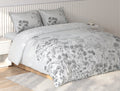 Spaces Vortex Light Grey Floral 100% Cotton Crafted Comfort Large Bedsheet with 2 Pillow Covers - 108 x 108 Inches