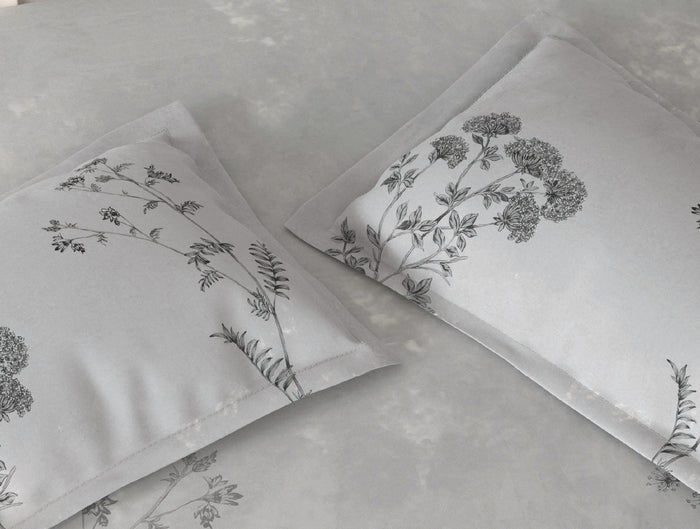 Spaces Vortex Light Grey Floral 100% Cotton Crafted Comfort Large Bedsheet with 2 Pillow Covers - 108 x 108 Inches