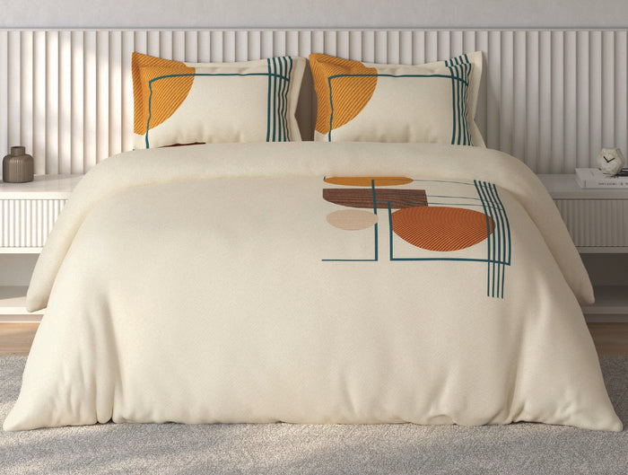 Spaces Vortex Light Yellow Geometric 100% Cotton Crafted Comfort Large Bedsheet with 2 Pillow Covers - 108 x 108 Inches