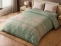 Spaces Wood Carving Light Green Ornate 100% Cotton 300 TC Large Bedsheet with 2 Pillow Covers - 108 x 108 Inches