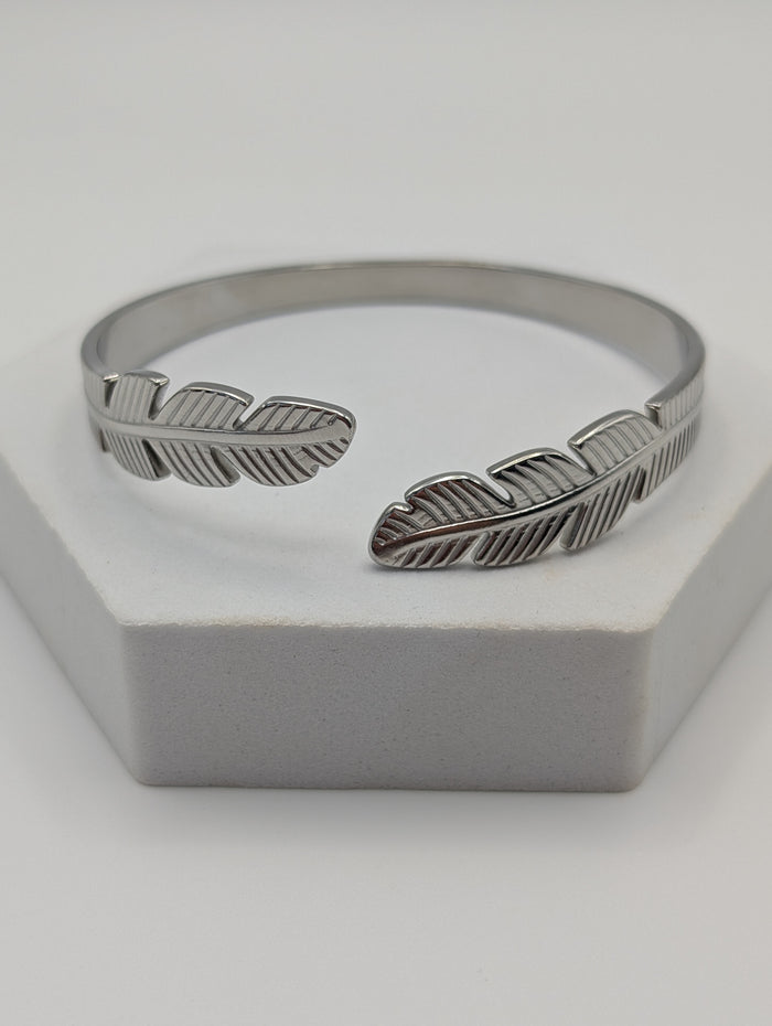 Stainless Steel Feather Bangle