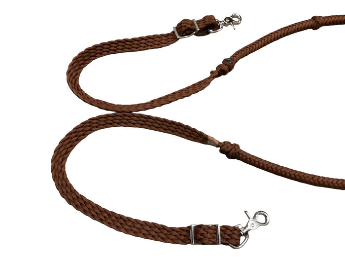 Stiff loop cable Barrel Reins chocolate brown with grip knots...You choose color and length