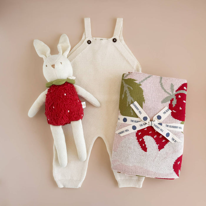 The Blueberry Hill SHOP Strawberry Bunny Baby Blanket