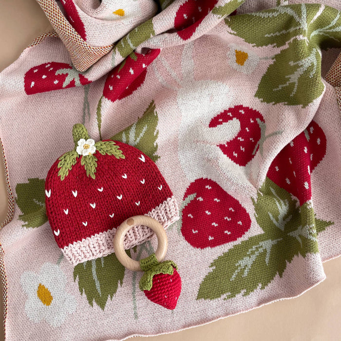 The Blueberry Hill SHOP Strawberry Bunny Baby Blanket