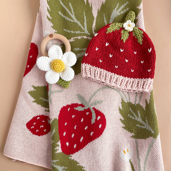 The Blueberry Hill SHOP Strawberry Bunny Baby Blanket