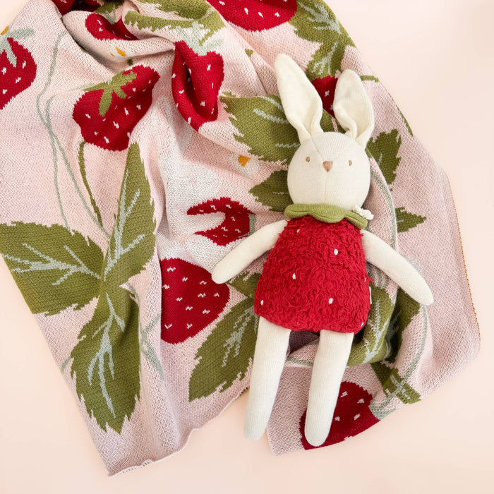 The Blueberry Hill SHOP Strawberry Bunny Baby Blanket