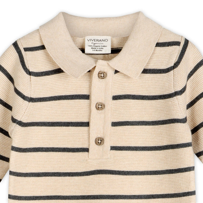 Viverano Organics SHOP Striped Knit Baby Jumpsuit