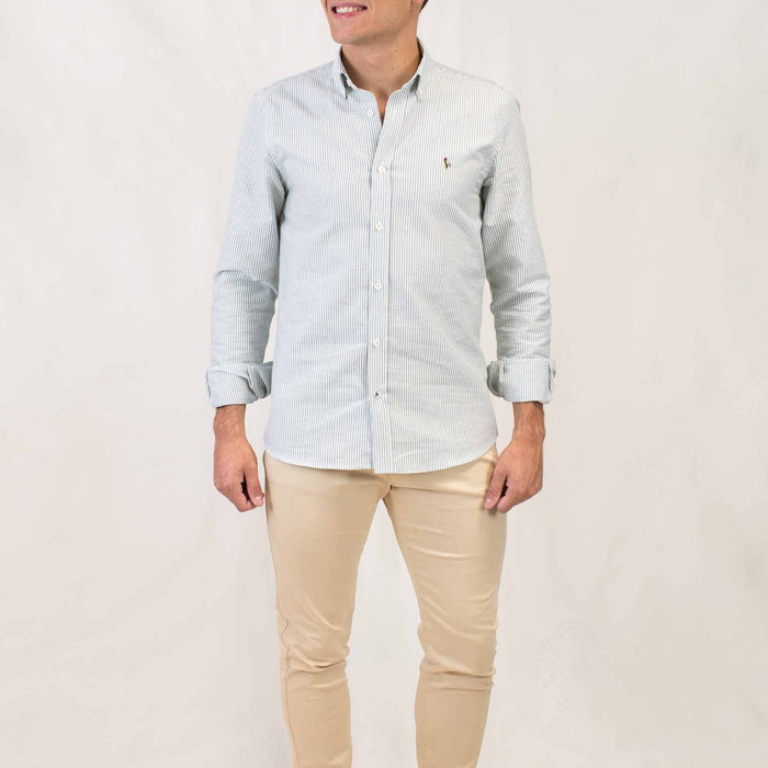 Patadegayo Patadegayo - Dark green striped oxford shirt