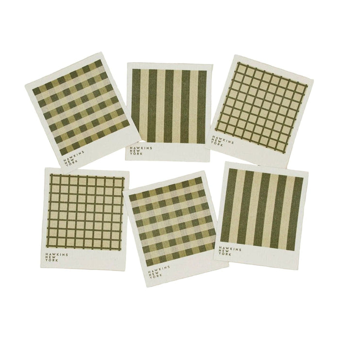 Hawkins New York Kitchen & Dining Olive/Sage Essential Swedish Dishcloths, Set of 6