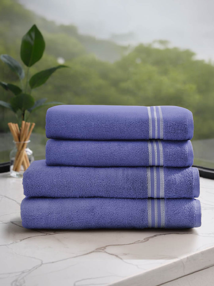 Swift Flow 100% Cotton Bath Towel, 500 GSM, Solid, Blue