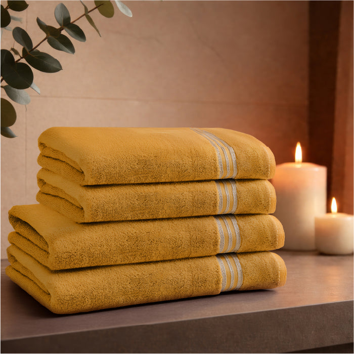 Swift Flow 100% Cotton Bath Towel, 500 GSM, Solid, Gold
